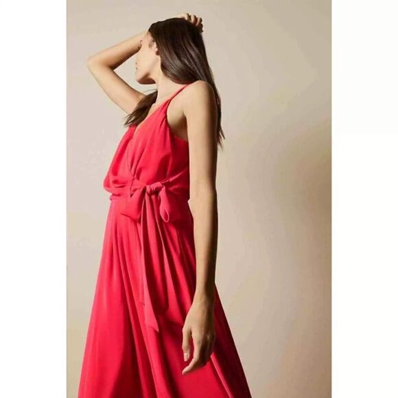 Ted Baker Leaanah Maxi Coral Dress Tank Sleeveless Wrap Size 4 - Picture 2 of 14